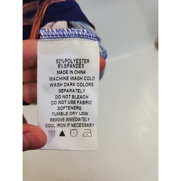 Raised By Coyotes Polo Shirt Mens Medium Purple Orange Striped Golf Performance - Picture 3 of 7